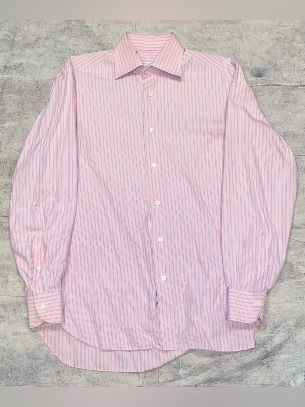 Cesare Attolini Handmade Stripe Cotton Button Up Down Long Sleeve Dress Shirt 16